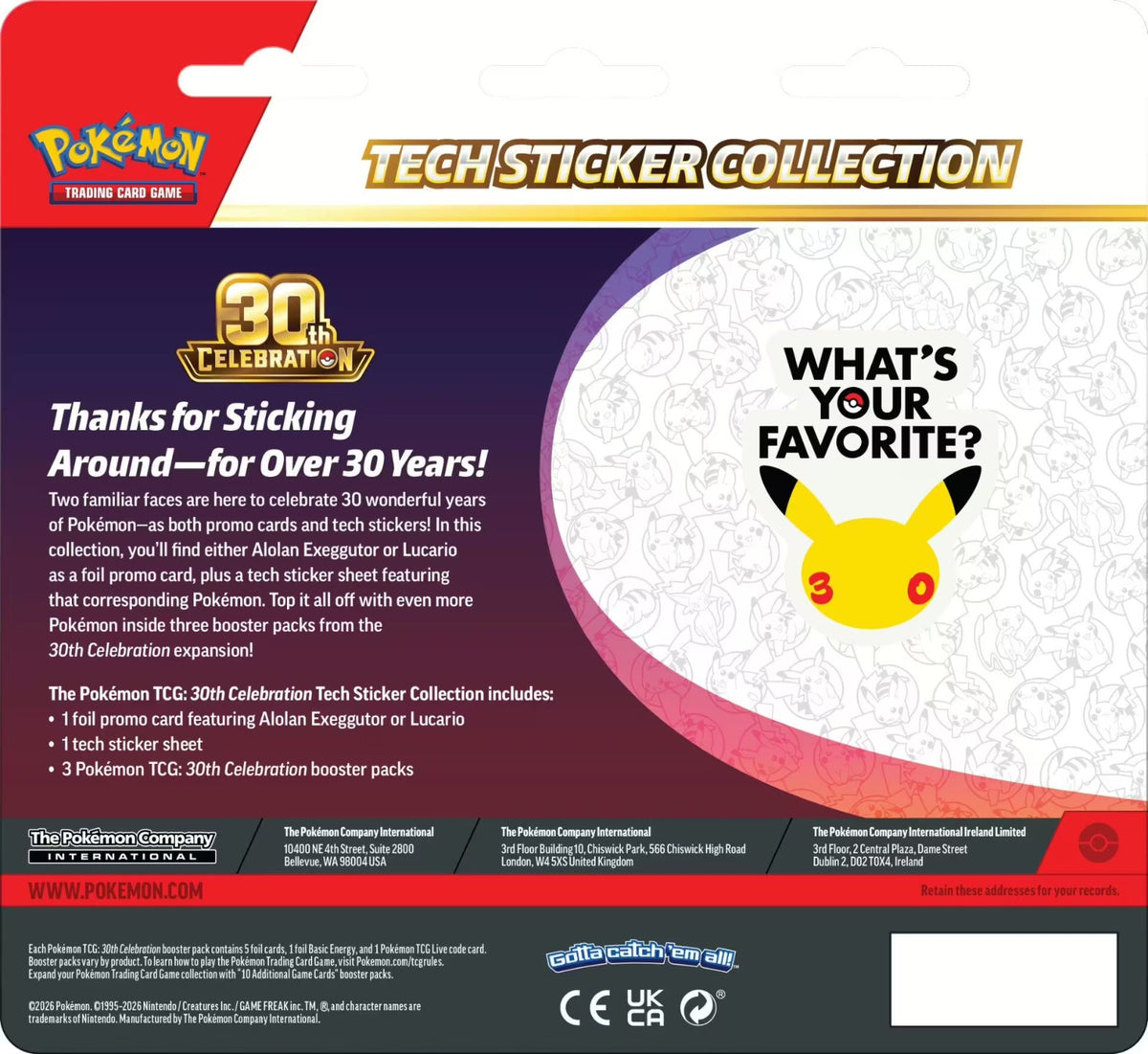 Pokémon 30 Jahre Tech-Sticker-Kollektion, Ecken